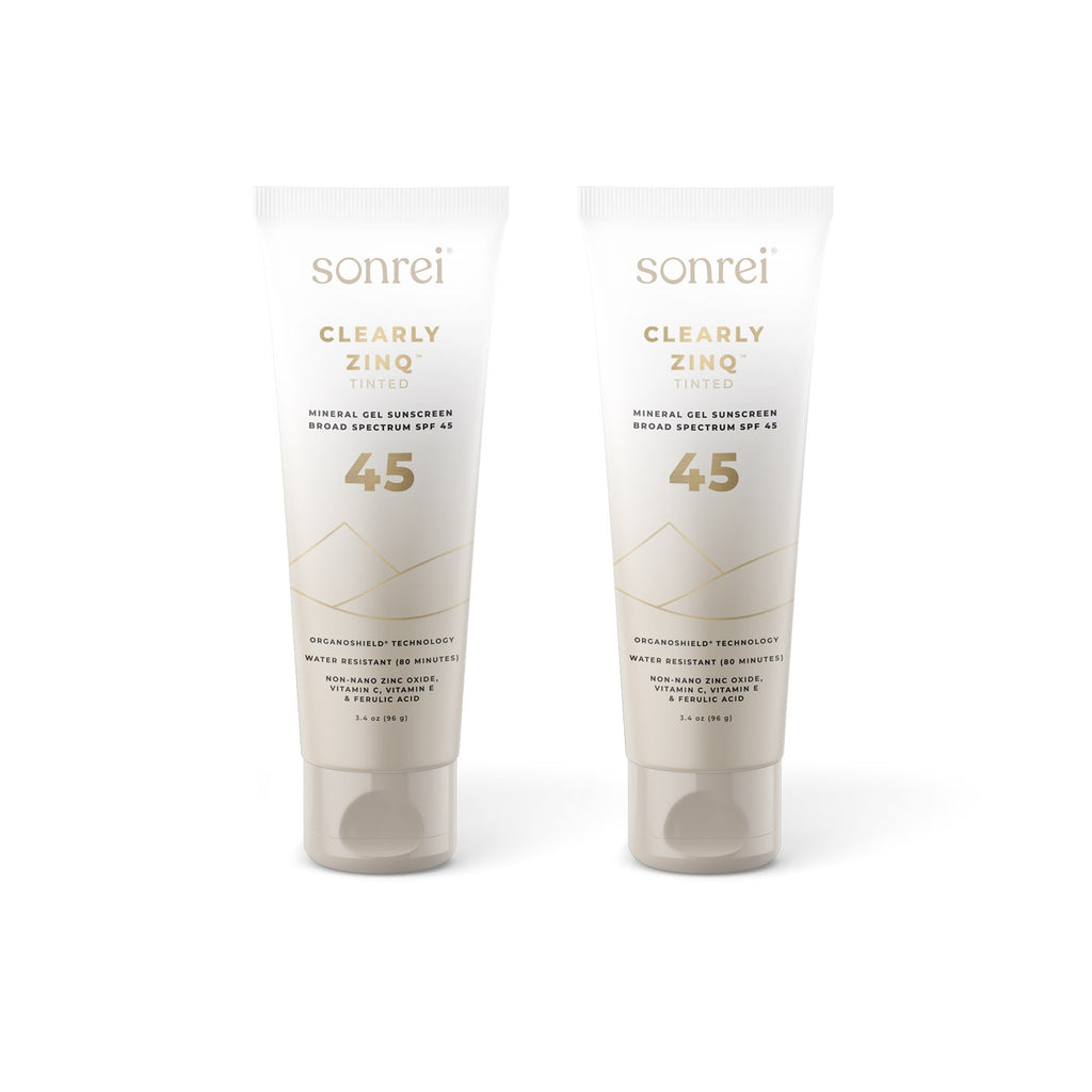 Sonrei Clearly Zinq Tinted SPF 45 (2 Pack Bundle) is a premium mineral sunscreen that rubs in clear and feels great on your skin.
